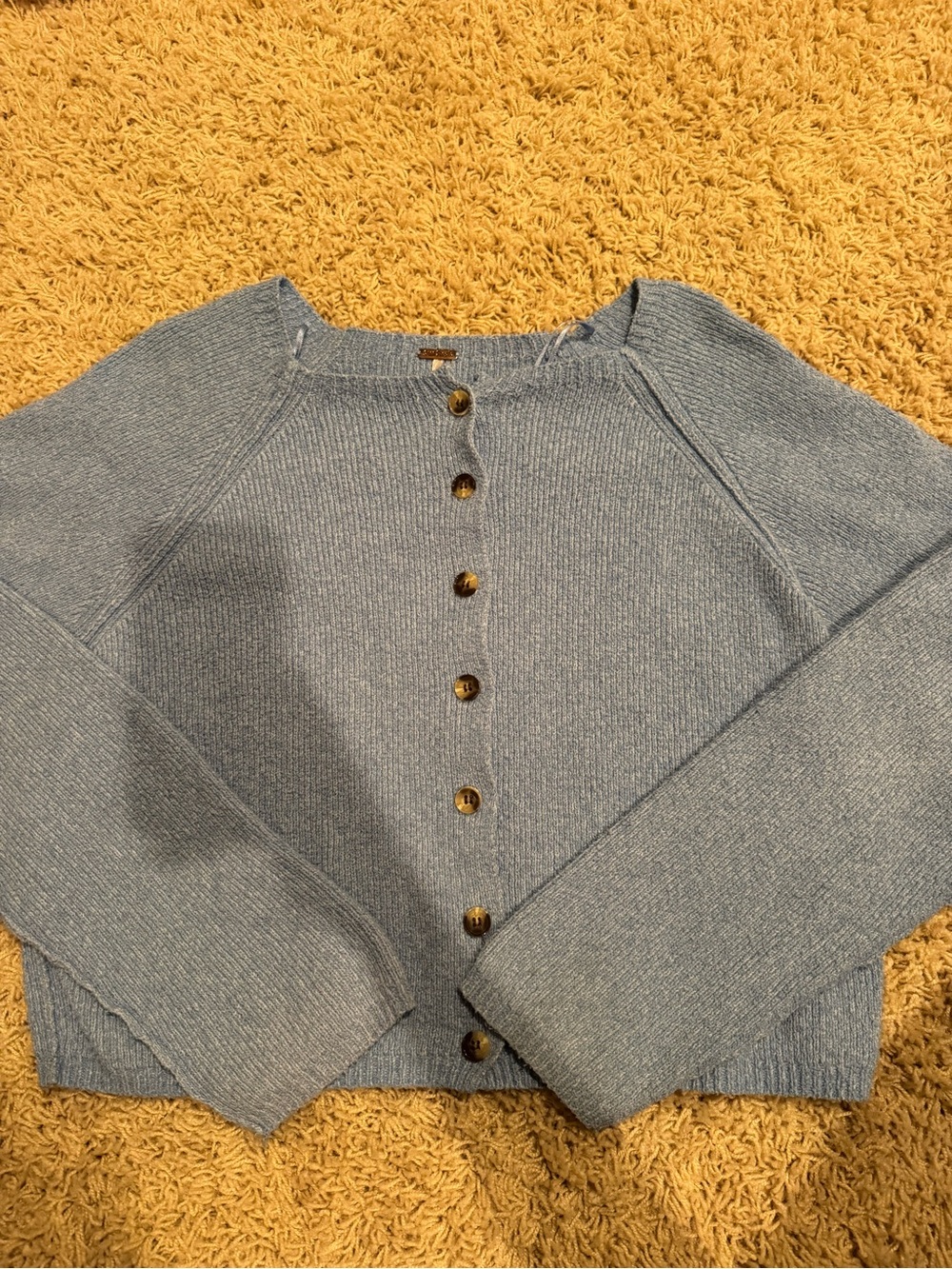 Free People Light Blue Button-Front Knit Cardigan
